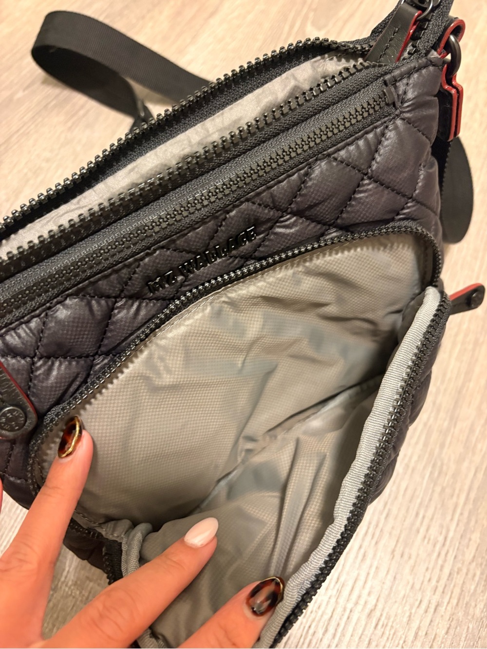 MZ Wallace Quilted Crossbody with Black Exterior and Tan Trim - NEVER USED - Picture 5 of 13